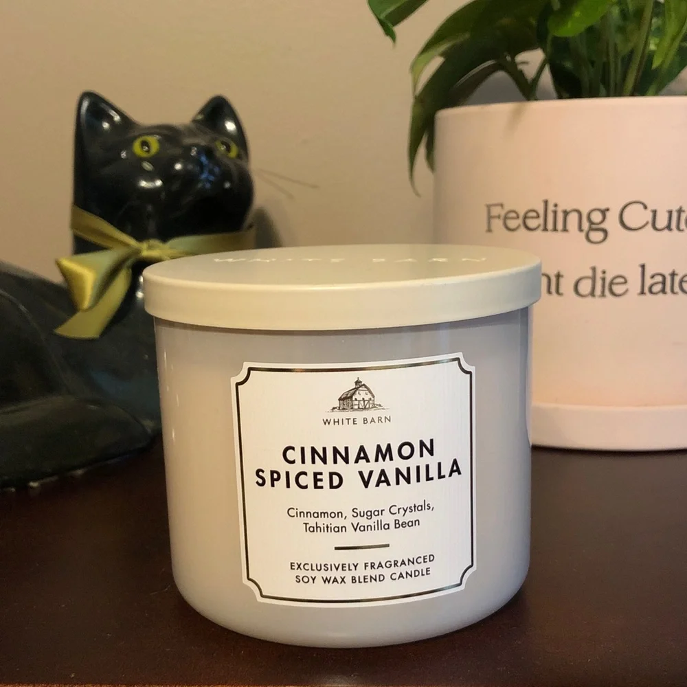 BATH & BODY WORKS Three Wick White Barn Cinnamon Spiced Vanilla Candle NEW